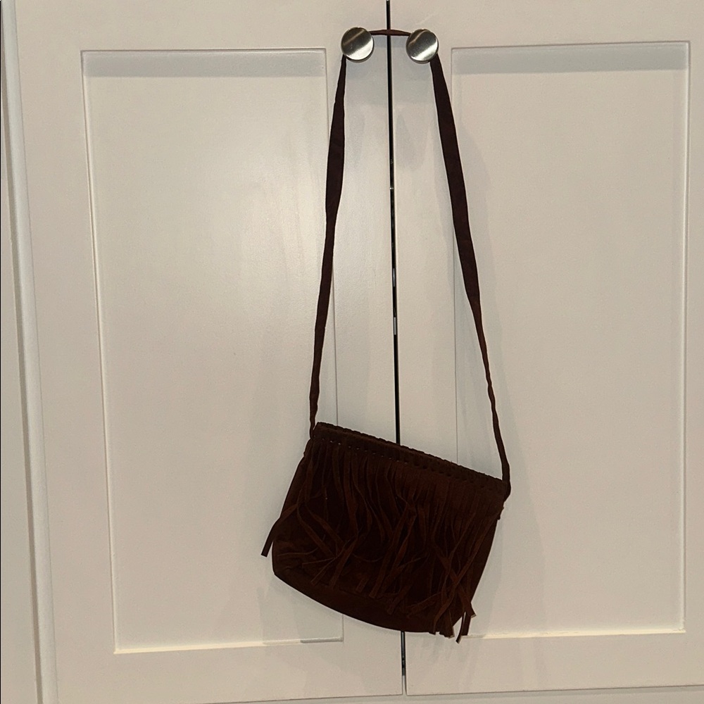 EUC Girls TCP The Children’s Place Brown Suede Fringe Bag Boho Western Purse - Picture 3 of 7